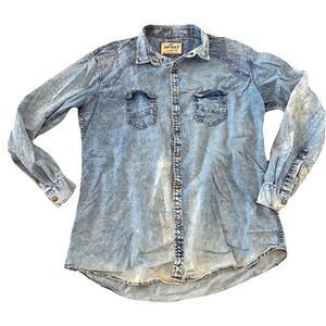 Vintage Artist Shirt 2xl Denim Long Sleeve Button down Workwear distressed